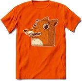 Friendly fox T-Shirt Grappig | Dieren vos Kleding Kado Heren / Dames | Animal Skateboard Cadeau shirt - Oranje - XL