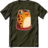 Hello there T-Shirt Grappig | Dieren kikker Kleding Kado Heren / Dames | Animal Skateboard Cadeau shirt - Leger Groen - M