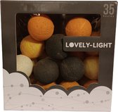Lovely-Light - Lichtsnoer - Oranje/Geel/Zwart Mix - Cotton balls lights lichtsnoer - 35 lamp / Balls - Happy Lights