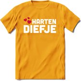 Harten Diefje - Valentijn T-Shirt | Grappig Valentijnsdag Cadeautje voor Hem en Haar | Dames - Heren - Unisex | Kleding Cadeau | - Geel - XXL