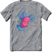 Schattig Axolotl T-Shirt Grappig | Dieren amfibieën Kleding Kado Heren / Dames | Animal Cadeau shirt - Donker Grijs - Gemaleerd - 3XL