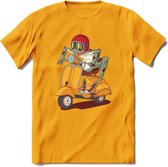 Casual scooter kikker T-Shirt Grappig | Dieren reptiel Kleding Kado Heren / Dames | Animal Skateboard Cadeau shirt - Geel - XL