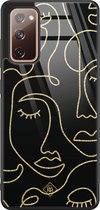 Samsung S20 FE hoesje glass - Abstract faces | Samsung Galaxy S20 case | Hardcase backcover zwart