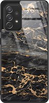 Samsung A52 hoesje glass - Marmer grijs brons | Samsung Galaxy A52 5G case | Hardcase backcover zwart