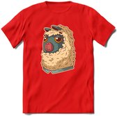 Casual lama T-Shirt Grappig | Dieren alpaca Kleding Kado Heren / Dames | Animal Skateboard Cadeau shirt - Rood - XXL
