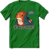 Graaf catracula T-Shirt Grappig | Dieren katten halloween Kleding Kado Heren / Dames | Animal Skateboard Cadeau shirt - Donker Groen - M