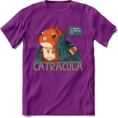 Graaf catracula T-Shirt Grappig | Dieren katten halloween Kleding Kado Heren / Dames | Animal Skateboard Cadeau shirt - Paars - L