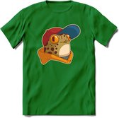 Hippe Kikker T-Shirt Grappig | Dieren reptielen Kleding Kado Heren / Dames | Animal Skateboard Cadeau shirt - Donker Groen - XXL