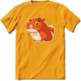 Silly cat T-Shirt Grappig | Dieren katten Kleding Kado Heren / Dames | Animal Skateboard Cadeau shirt - Geel - 3XL