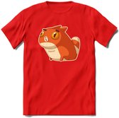 Silly cat T-Shirt Grappig | Dieren katten Kleding Kado Heren / Dames | Animal Skateboard Cadeau shirt - Rood - L