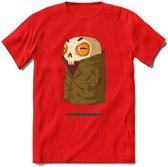 Zwevend skelet T-Shirt Grappig | Dieren halloween Kleding Kado Heren / Dames | Animal Skateboard Cadeau shirt - Rood - M