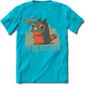Monster van Purrkenstein T-Shirt Grappig | Dieren katten halloween Kleding Kado Heren / Dames | Animal Skateboard Cadeau shirt - Blauw - M