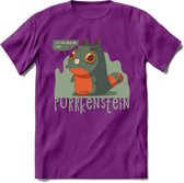 Monster van Purrkenstein T-Shirt Grappig | Dieren katten halloween Kleding Kado Heren / Dames | Animal Skateboard Cadeau shirt - Paars - XL