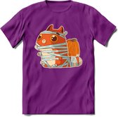 Mummy kat T-Shirt Grappig | Dieren katten halloween Kleding Kado Heren / Dames | Animal Skateboard Cadeau shirt - Paars - XL