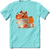 Mummy kat T-Shirt Grappig | Dieren katten halloween Kleding Kado Heren / Dames | Animal Skateboard Cadeau shirt - Licht Blauw - S