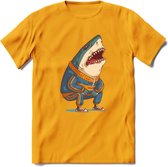Casual haai T-Shirt Grappig | Dieren vissen Kleding Kado Heren / Dames | Animal Skateboard Cadeau shirt - Geel - XL