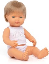 Blank babyjongen met donkerblond haar (38 cm)