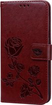 Mobigear Telefoonhoesje geschikt voor Samsung Galaxy A10 Hoesje | Mobigear Roses Bookcase Portemonnee | Pasjeshouder voor 2 Pasjes | Telefoonhoesje voor Pinpas / OV Kaart / Rijbewijs - Bruin