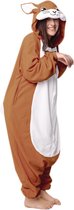 KIMU Onesie konijn bruin paashaas kostuum pak - maat L-XL - jumpsuit