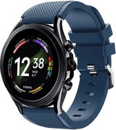 Siliconen Smartwatch bandje - Geschikt voor  Fossil Gen 6 - 44mm siliconen bandje - donkerblauw - Strap-it Horlogeband / Polsband / Armband