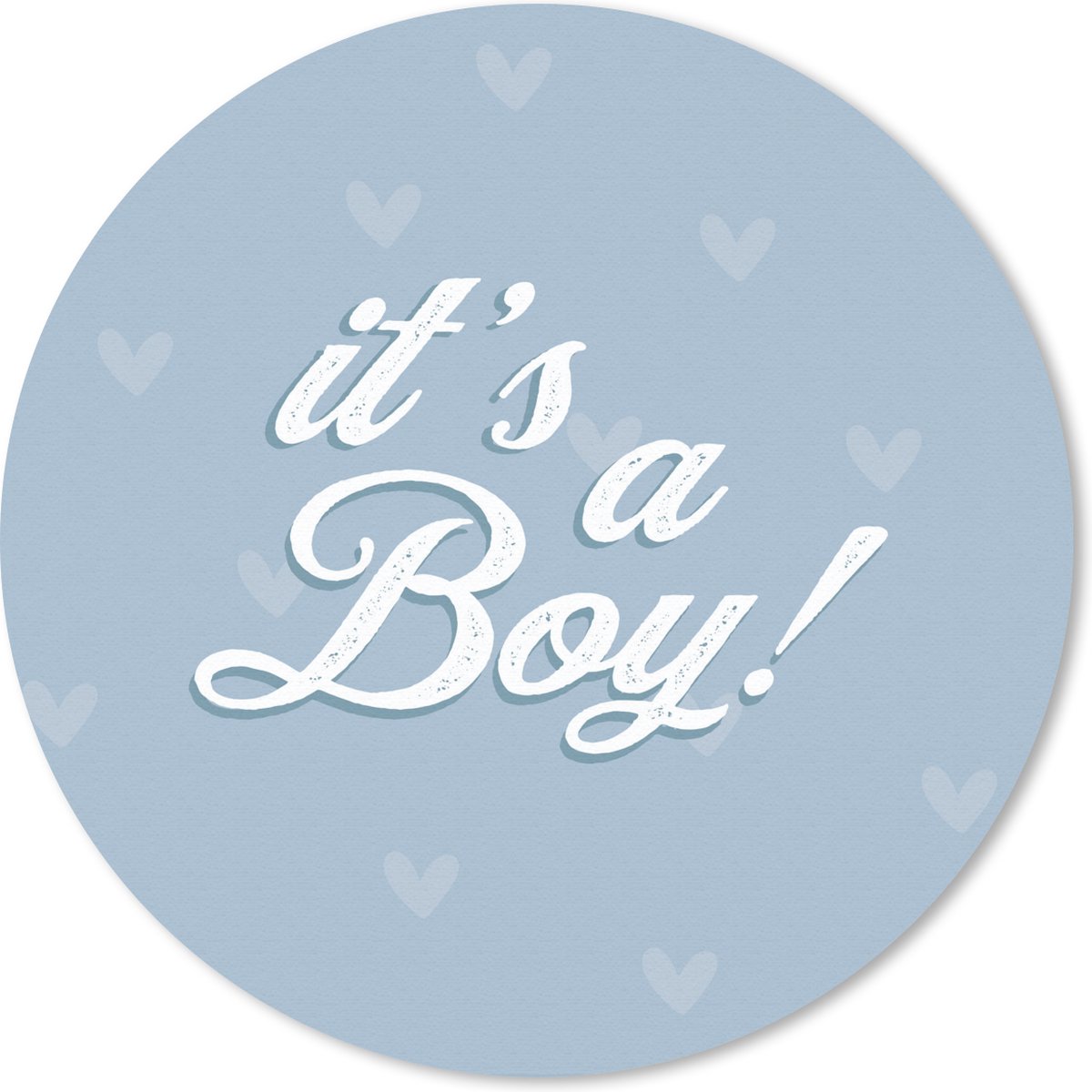 Muismat rond 20x20 cm - Mousepad Jongen - Blauw - It's a Boy - Hart - Gender reveal - Geboorte - Ronde muismatten