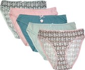 5 stuks Katoenen dames slips - dandelion - mint-roze - Maat 42/44 (L)