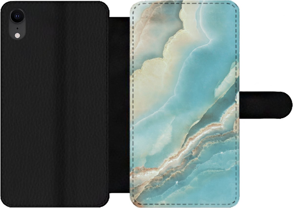 Telefoonhoesje Geschikt voor iPhone XR telefoonhoesje - Natuursteen - Mineralen - Chic - Met vakjes - Wallet case met magneetsluiting