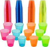 Plastic Gekleurde Shotglazen 150 Stuks - Shotglaasjes - Glow In The Dark - Borrelglaasjes