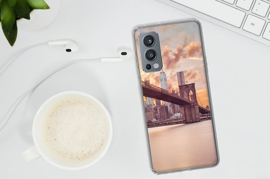 OnePlus Nord 2 5G - Pont de Brooklyn et horizon de New York au coucher du soleil - Coque de téléphone en Siliconen