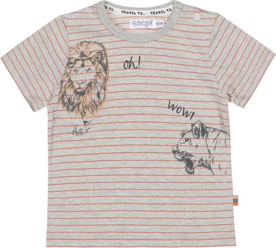 Dirkje baby jongens gestreept t-shirt Oh Wow! Grey - Maat 86