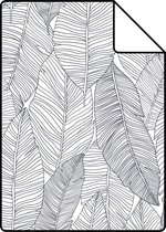 Proefstaal ESTAhome behang getekende bladeren zwart en wit - 139011 - 26,5 x 21 cm