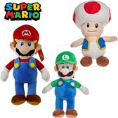 Mario + Luigi + Toad Super Mario Bros Pluche Knuffel Set 30 cm | Nintendo Plush Toy | Speelgoed knuffelpop voor kinderen | Mario, Luigi, Toad, Donkey Kong, Yoshi, Bowser, Peach