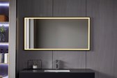 Badkamerspiegel met zwart frame, led, anticondens 60 x 120 cm - dimbaar - Bella Mirror