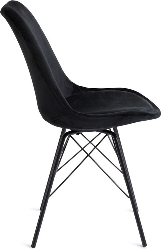 Set van 4 Bouclé Eetkamerstoelen Lisa Zwart Set van 4 Bouclé Eetkamerstoelen Lisa Zwart