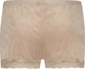 Hunkemöller Dames Nachtmode Shorts Velours Lace  - Beige - maat 2XL
