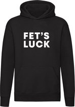 Fet's Luck | Unisex | Trui | Sweater | Hoodie | Capuchon | Zwart | Wordplay | Woordspeling | Geluk | Boba | Grappig