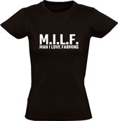 MILF - Man I love Farming | Dames T-shirt | Ik houd van landbouw | Boerderij | Boer | Boerin | Platteland | Vee | Trekker | Tractor