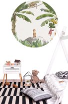 Behangcirkel Jungle met kleurrijke dieren | ⌀ 120 cm | Wandecoratie | Wandcirkel