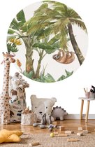 Behangcirkel Luiaard in de jungle | ⌀ 120 cm | Wandecoratie | Wandcirkel