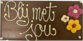 reep met tekst - blij met jou - chocolade te koop - in verpakking