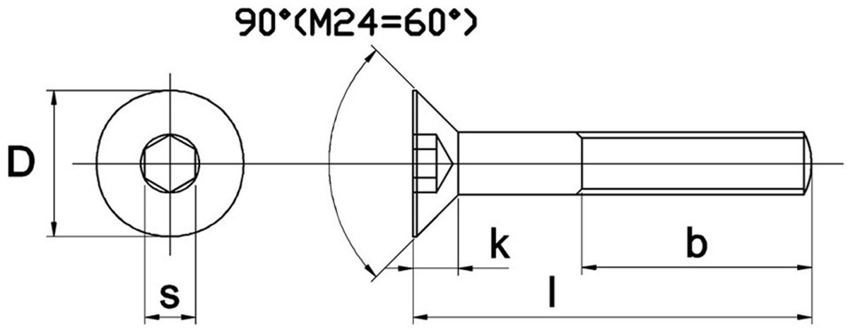 Inbusbout Din7991 10.9 Vk M4X16Mm Zwart - 500 stuks