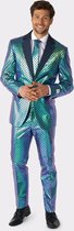 OppoSuits Fancy Fish - Heren Pak - Glimmend Visgraat Kostuum - Blauw - Maat EU 62