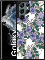 Galaxy S22 Ultra Hardcase hoesje Purple Flowers - Designed by Cazy