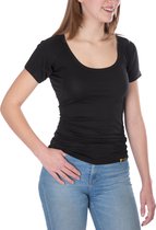 ConfidenceForAll® Dames Premium Anti Zweet Shirt met Ingenaaide Okselpads - Zijdezacht Modal en Verkoelend Katoen - Maat L Zwart