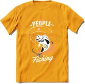 Cool People Do Fishing - Vissen T-Shirt | Oranje | Grappig Verjaardag Vis Hobby Cadeau Shirt | Dames - Heren - Unisex | Tshirt Hengelsport Kleding Kado - Geel - XL