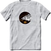 Fishing - Vissen T-Shirt | Grappig Verjaardag Vis Hobby Cadeau Shirt | Dames - Heren - Unisex | Tshirt Hengelsport Kleding Kado - Licht Grijs - Gemaleerd - L