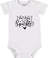 Baby Rompertje met tekst 'I don't drool, I sparkle' | Korte mouw l | wit zwart | maat 62/68 | cadeau | Kraamcadeau | Kraamkado