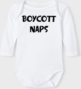 Baby Rompertje met tekst 'Boycott naps' | Lange mouw l | wit zwart | maat 62/68 | cadeau | Kraamcadeau | Kraamkado