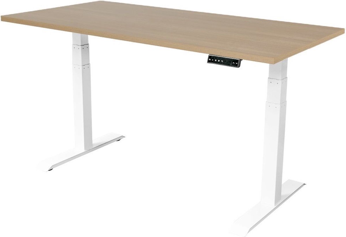 Sedero Elektrisch verstelbaar bureau - 160x80 cm - Dual motor - Wit met Eiken