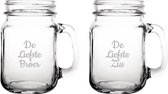 Gegraveerde Drinkglas 45cl met schroefdeksel De Liefste Broer-De Liefste Zus